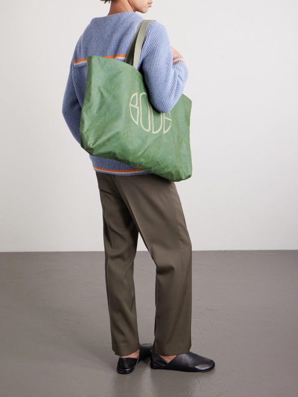 Logo-Embroidered Waxed-Cotton Tote Bag - OU Logo-Embroidered Waxed-Cotton Tote Bag - OU
