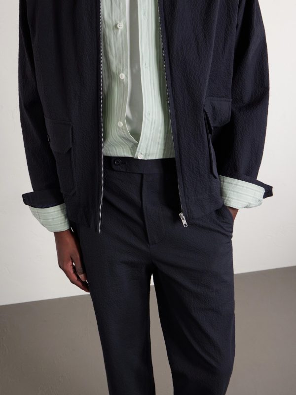 Straight-Leg Cotton-Blend Seersucker Trousers - CU Straight-Leg Cotton-Blend Seersucker Trousers - CU