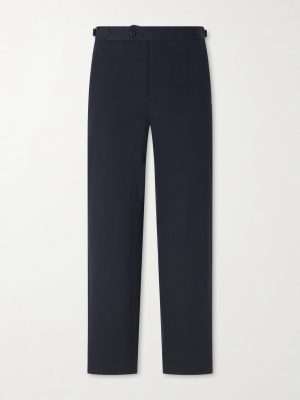 Straight-Leg Cotton-Blend Seersucker Trousers Straight-Leg Cotton-Blend Seersucker Trousers