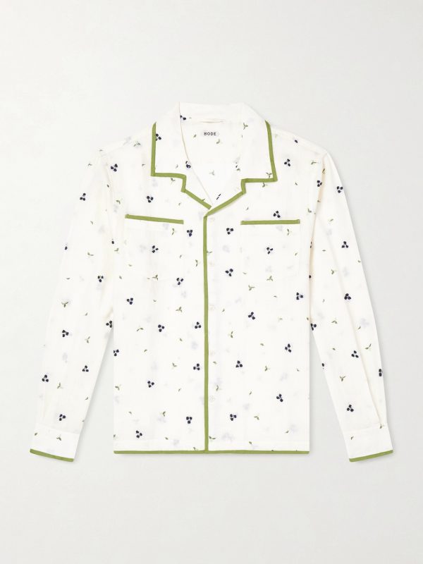 Blackberry Patch Camp-Collar Embroidered Linen Shirt Blackberry Patch Camp-Collar Embroidered Linen Shirt