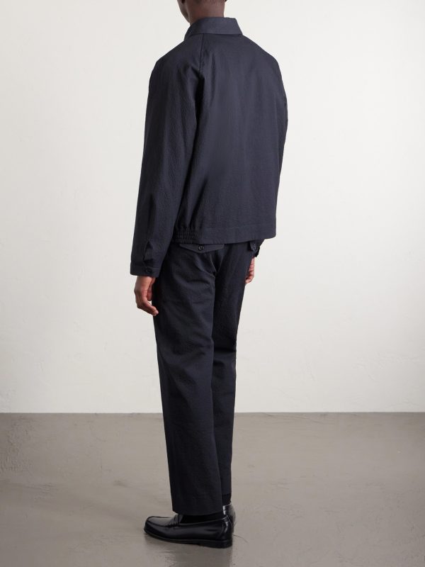 Cotton-Blend Seersucker Bomber Jacket - BK Cotton-Blend Seersucker Bomber Jacket - BK