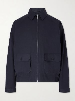 Cotton-Blend Seersucker Bomber Jacket Cotton-Blend Seersucker Bomber Jacket