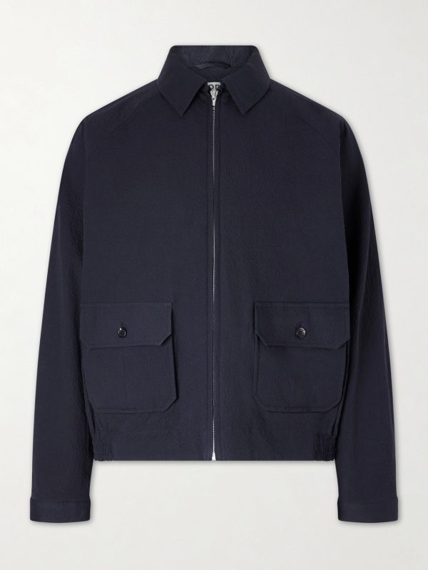 Cotton-Blend Seersucker Bomber Jacket Cotton-Blend Seersucker Bomber Jacket