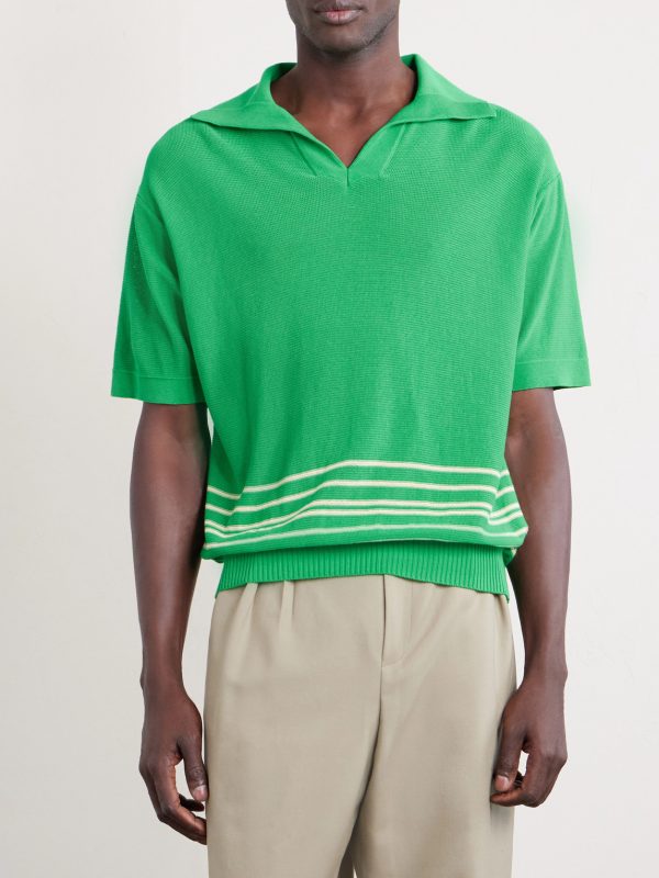 Bentgrass Striped Cotton Polo Shirt - FR
