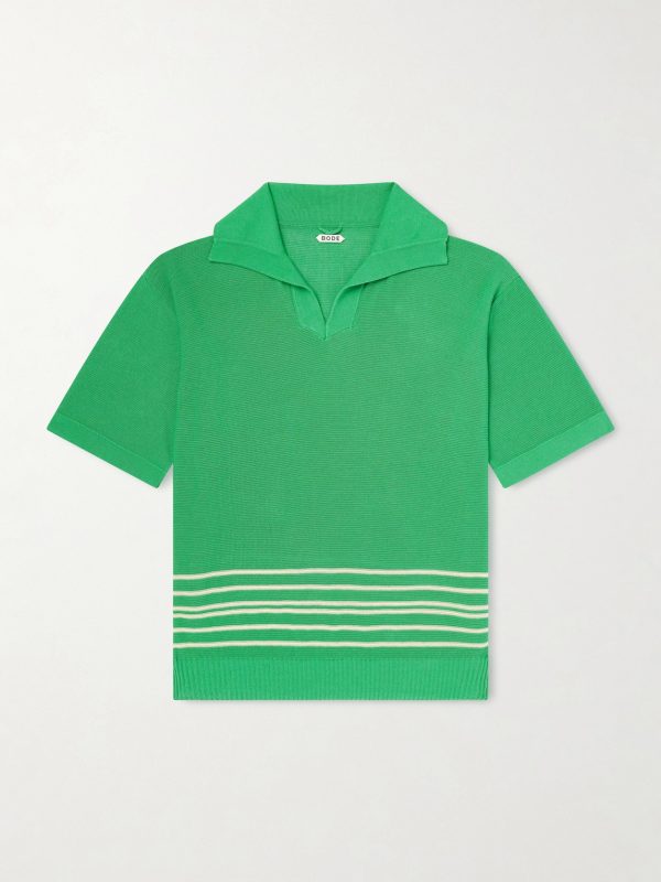 Bentgrass Striped Cotton Polo Shirt