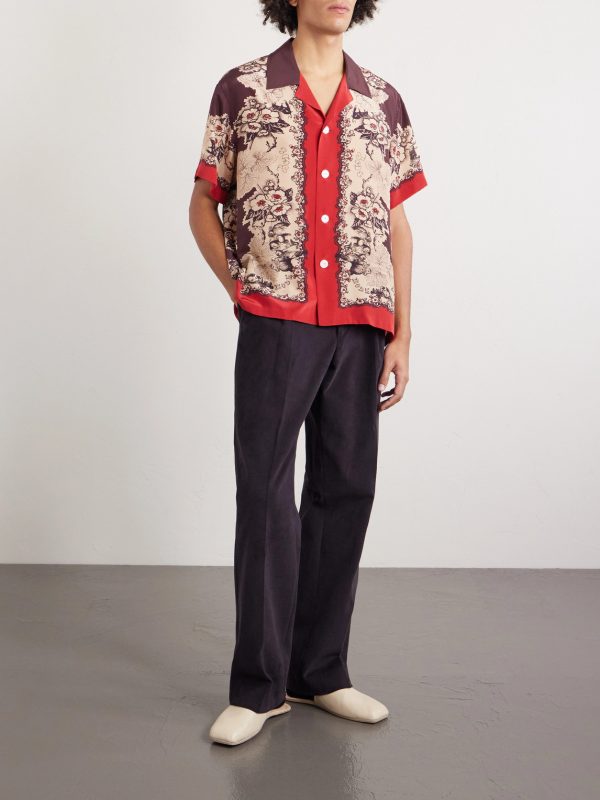 Storybook Camp-Collar Printed Silk Shirt - OU Storybook Camp-Collar Printed Silk Shirt - OU