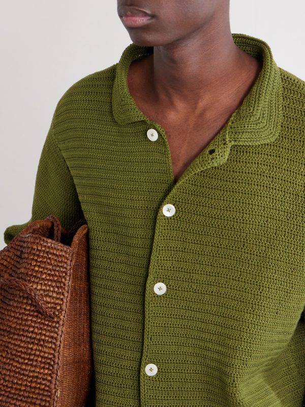 Marsh Striped Crocheted Cotton Shirt - CU Marsh Striped Crocheted Cotton Shirt - CU