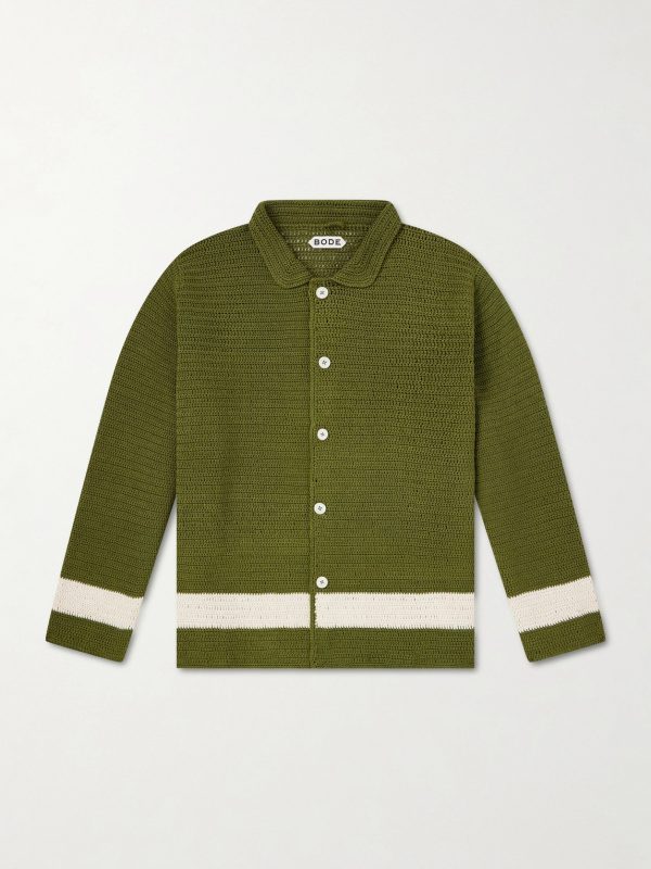 Marsh Striped Crocheted Cotton Shirt Marsh Striped Crocheted Cotton Shirt