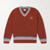 Logo-Embroidered Cable-Knit Cotton Sweater Logo-Embroidered Cable-Knit Cotton Sweater