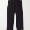 Lucky Draw Straight-Leg Pleated Embroidered Cotton-Twill Trousers Lucky Draw Straight-Leg Pleated Embroidered Cotton-Twill Trousers
