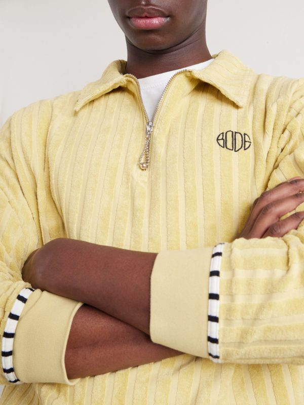 Croquet Ground Logo-Embroidered Cotton-Terry Half-Zip Sweater - CU Croquet Ground Logo-Embroidered Cotton-Terry Half-Zip Sweater - CU