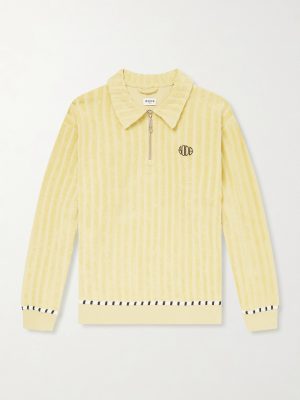 Croquet Ground Logo-Embroidered Cotton-Terry Half-Zip Sweater Croquet Ground Logo-Embroidered Cotton-Terry Half-Zip Sweater