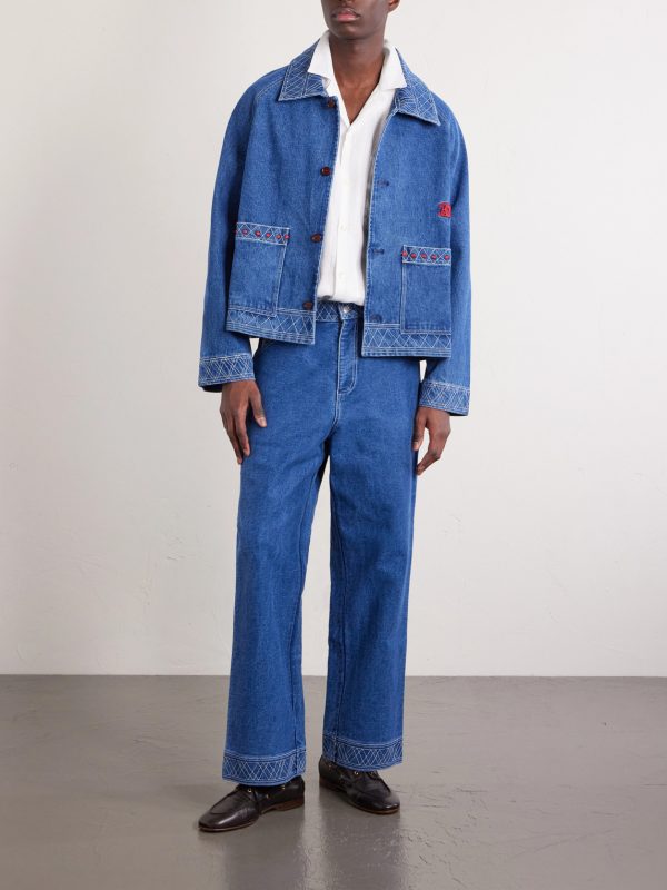 Knolly Brook Straight-Leg Embroidered Jeans - OU Knolly Brook Straight-Leg Embroidered Jeans - OU