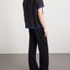 Heart Deco Appliquéd Two-Tone Cotton Shirt - BK