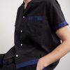 Heart Deco Appliquéd Two-Tone Cotton Shirt - CU
