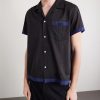 Heart Deco Appliquéd Two-Tone Cotton Shirt - FR