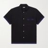 Heart Deco Appliquéd Two-Tone Cotton Shirt