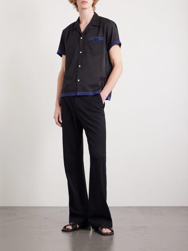 Heart Deco Appliquéd Two-Tone Cotton Shirt - OU