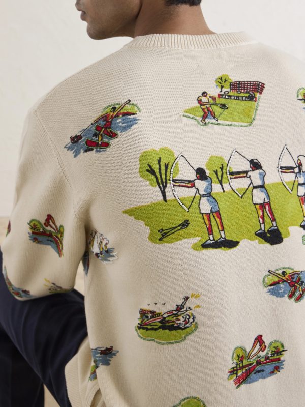 Camp Bead-Embellished Jacquard-Knit Wool and Cotton-Blend Cardigan - E2 Camp Bead-Embellished Jacquard-Knit Wool and Cotton-Blend Cardigan - E2