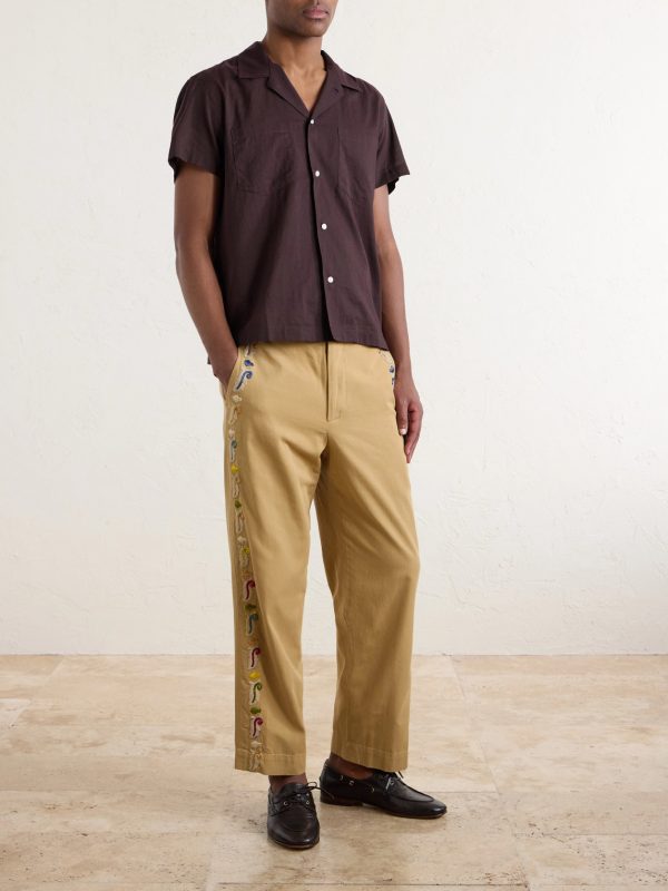 Straight-Leg Cotton Feather Runner Trousers - OU