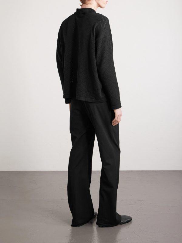 Anisette Pointelle-Knit Cotton Polo Shirt - BK Anisette Pointelle-Knit Cotton Polo Shirt - BK