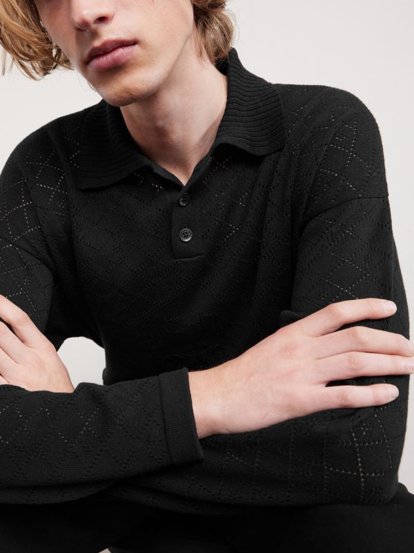 Anisette Pointelle-Knit Cotton Polo Shirt - CU Anisette Pointelle-Knit Cotton Polo Shirt - CU
