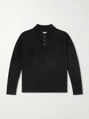 Anisette Pointelle-Knit Cotton Polo Shirt Anisette Pointelle-Knit Cotton Polo Shirt