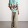 Royals Camp-Collar Striped Printed Silk Shirt - BK
