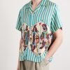 Royals Camp-Collar Striped Printed Silk Shirt - FR