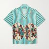 Royals Camp-Collar Striped Printed Silk Shirt