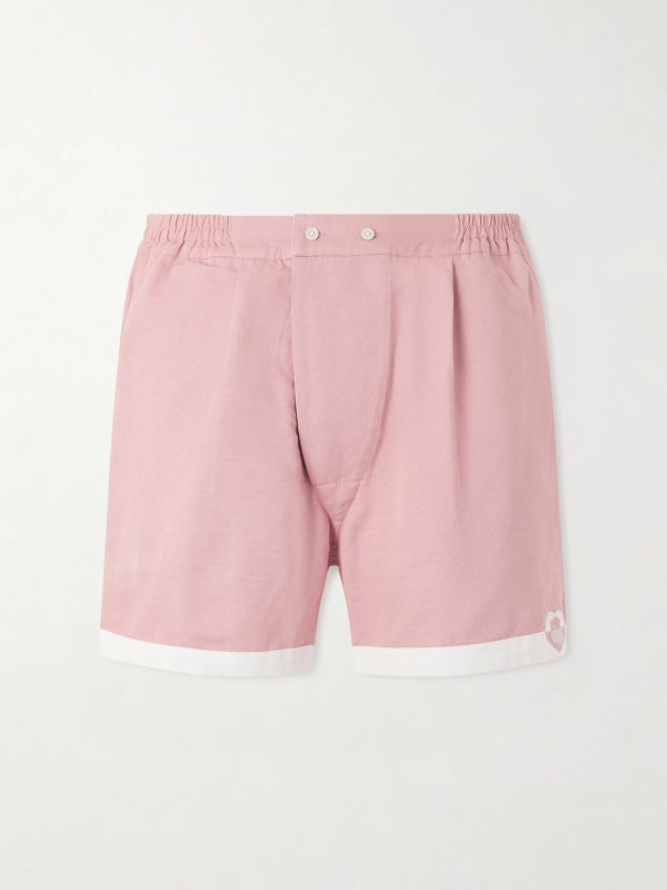 Heart Deco Straight-Leg Logo-Appliquéd Cotton-Faille Shorts