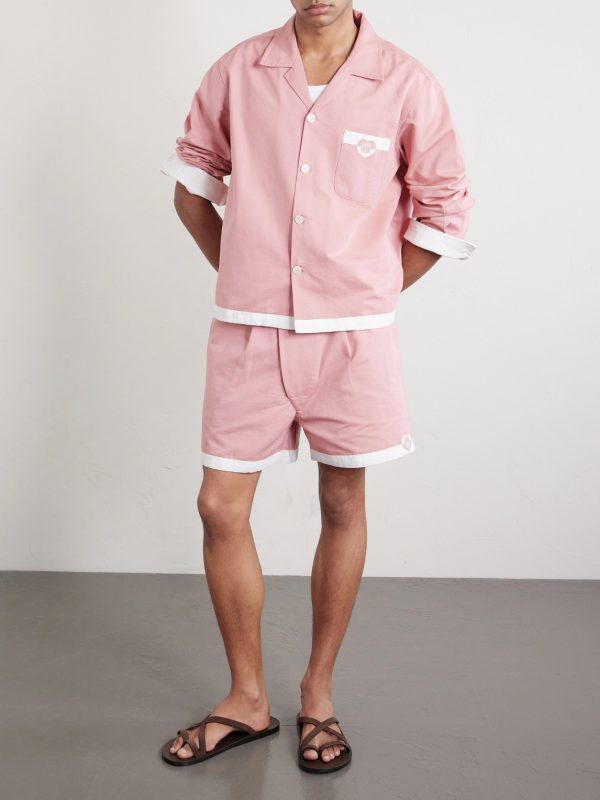 Heart Deco Straight-Leg Logo-Appliquéd Cotton-Faille Shorts - OU