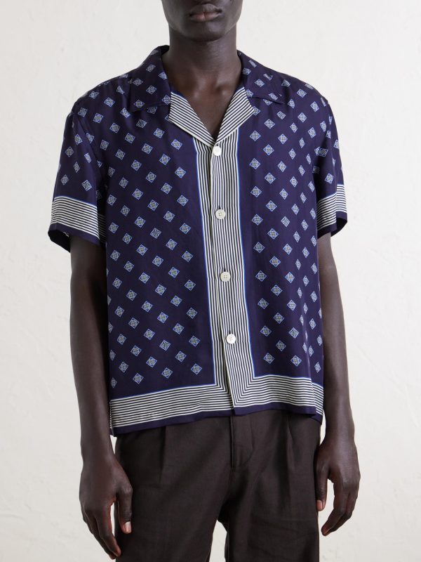 Camp-Collar Printed Silk-Voile Shirt - FR Camp-Collar Printed Silk-Voile Shirt - FR