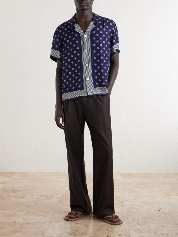 Camp-Collar Printed Silk-Voile Shirt - OU Camp-Collar Printed Silk-Voile Shirt - OU