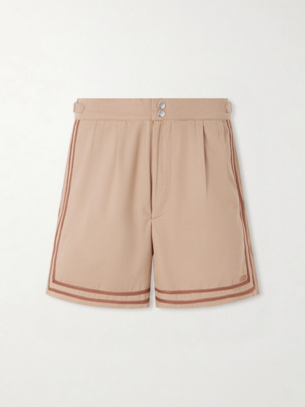 Straight-Leg Pleated Cotton-Twill Shorts Straight-Leg Pleated Cotton-Twill Shorts
