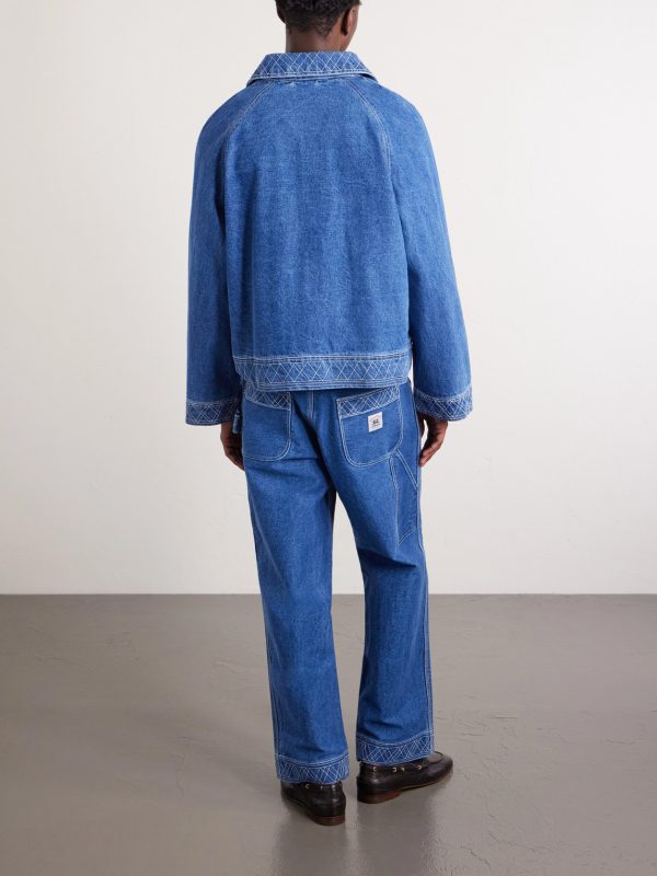 Embroidered Merino Wool-Blend Denim Jacket - BK Embroidered Merino Wool-Blend Denim Jacket - BK