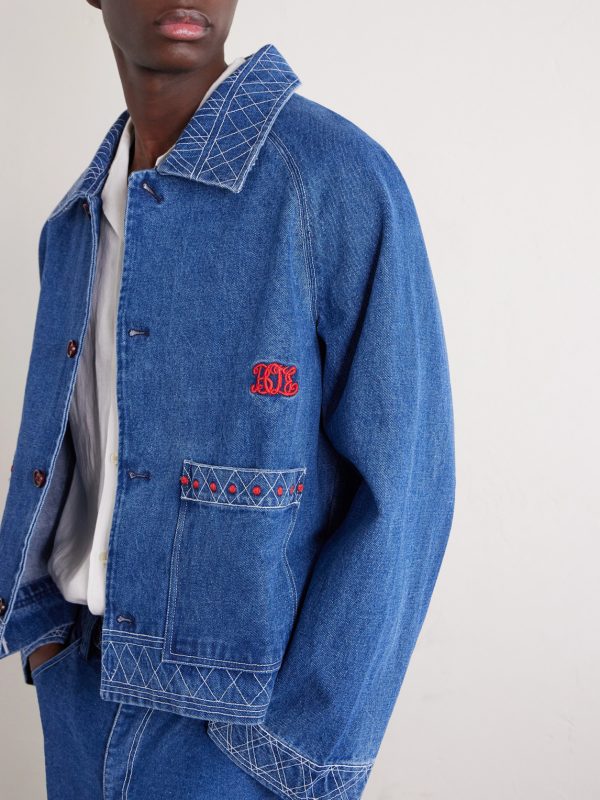 Embroidered Merino Wool-Blend Denim Jacket - CU Embroidered Merino Wool-Blend Denim Jacket - CU