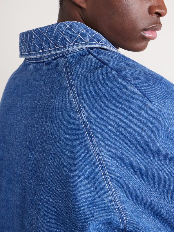 Embroidered Merino Wool-Blend Denim Jacket - E1 Embroidered Merino Wool-Blend Denim Jacket - E1