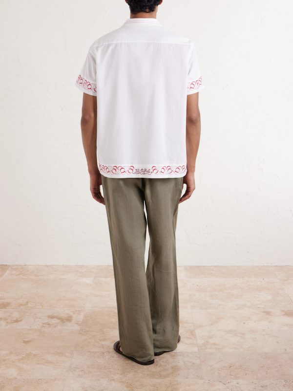 Cherry Lane Camp-Collar Embroidered Cotton-Poplin Shirt - BK