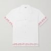Cherry Lane Camp-Collar Embroidered Cotton-Poplin Shirt