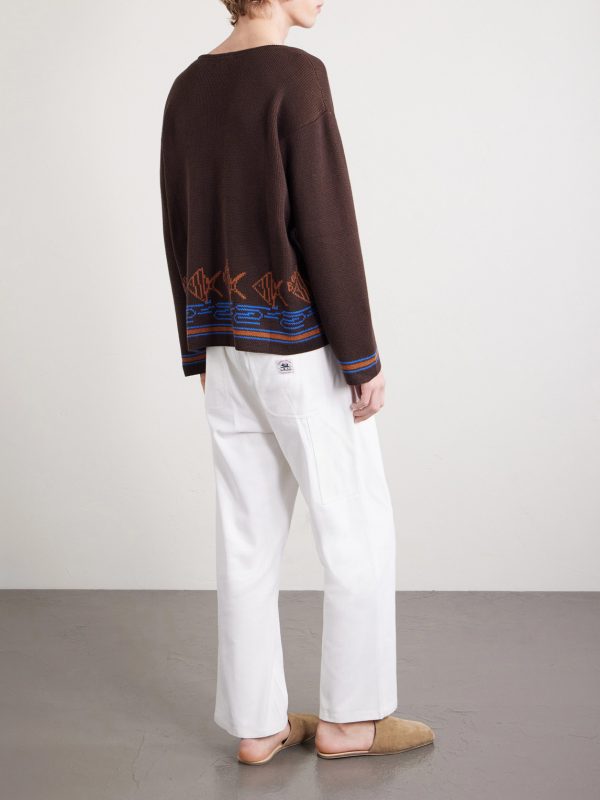 Fish School Intarsia-Knit Cotton Sweater - BK Fish School Intarsia-Knit Cotton Sweater - BK