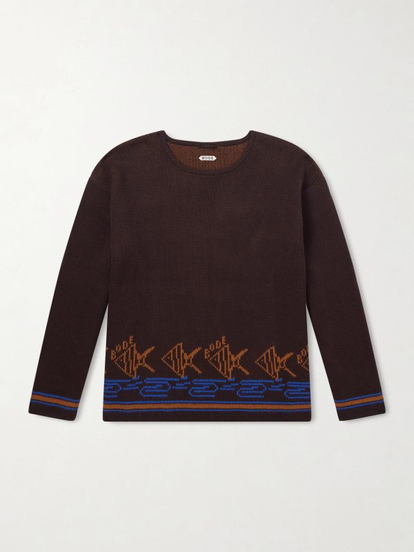 Fish School Intarsia-Knit Cotton Sweater Fish School Intarsia-Knit Cotton Sweater