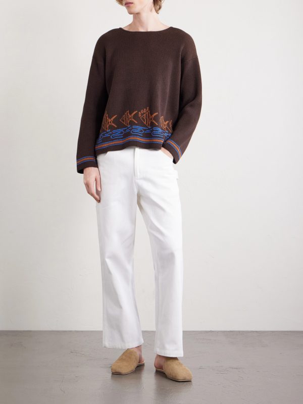 Fish School Intarsia-Knit Cotton Sweater - OU Fish School Intarsia-Knit Cotton Sweater - OU