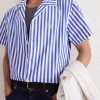 Calliope Camp-Collar Embroidered Striped Cotton-Poplin Shirt - CU