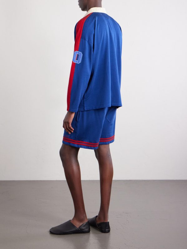 Lakewood Straight-Leg Logo-Embroidered Striped Jersey Shorts - BK Lakewood Straight-Leg Logo-Embroidered Striped Jersey Shorts - BK