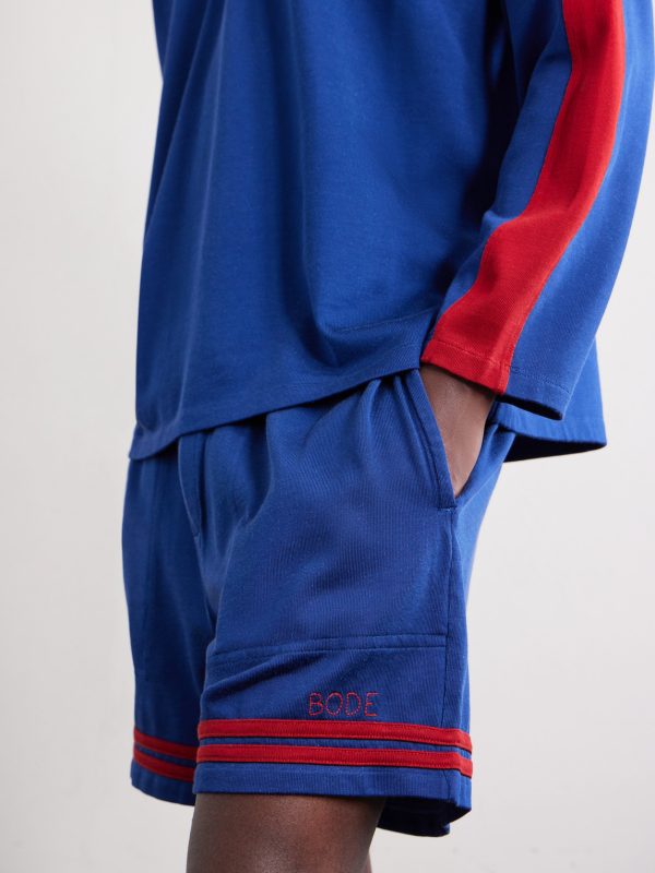 Lakewood Straight-Leg Logo-Embroidered Striped Jersey Shorts - CU Lakewood Straight-Leg Logo-Embroidered Striped Jersey Shorts - CU