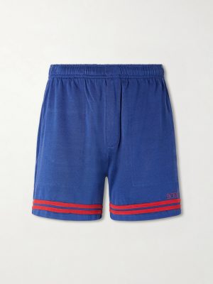 Lakewood Straight-Leg Logo-Embroidered Striped Jersey Shorts