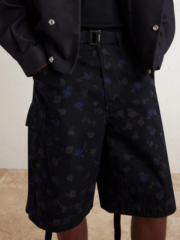 Wide-Leg Belted Floral-Print Cotton-Canvas Shorts - CU