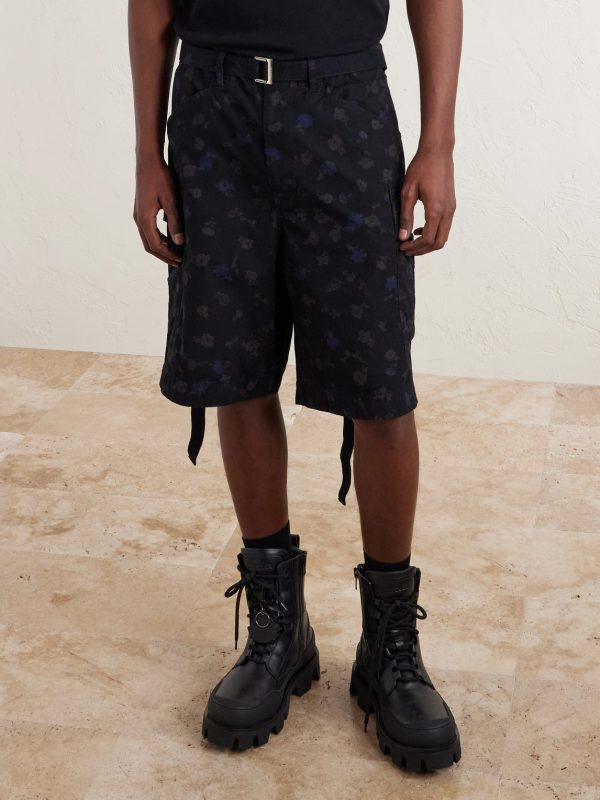 Wide-Leg Belted Floral-Print Cotton-Canvas Shorts - FR