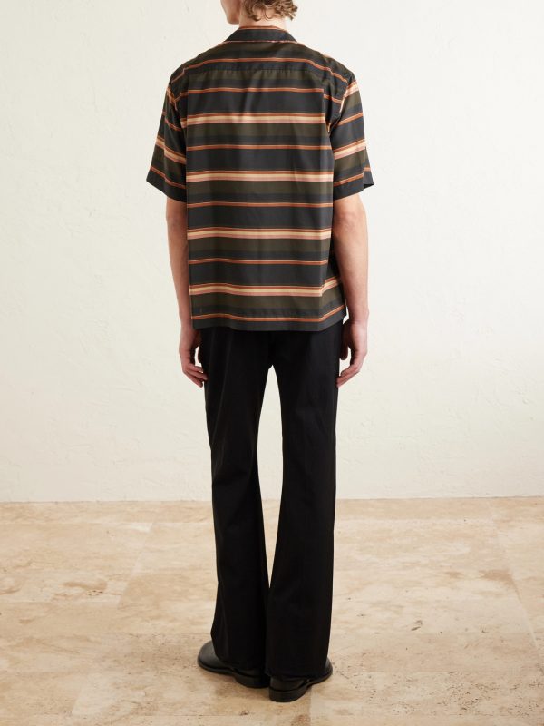 Striped Satin Shirt - BK Striped Satin Shirt - BK
